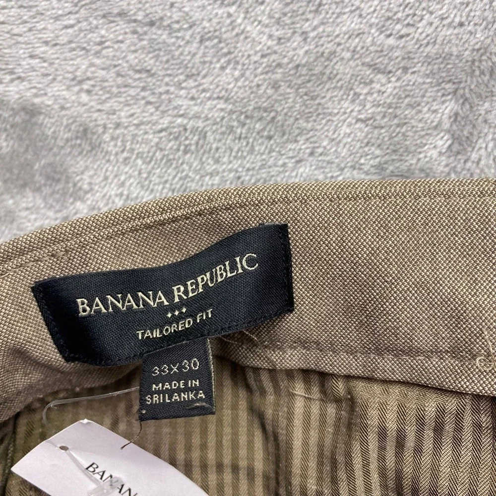 Banana Republic Mens Tailored Fit Dress‎ Pants Taupe Brown Sz 33 Preppy Grunge